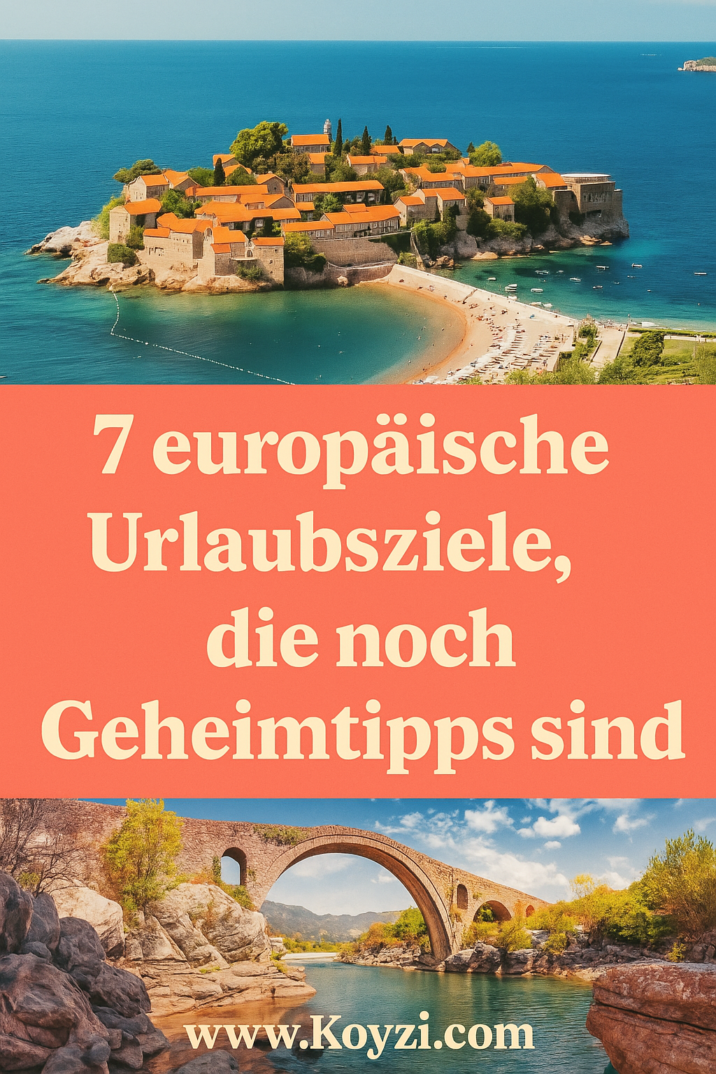 7 europäische Urlaubsziele Geheimtipps, die noch Geheimtipps sind Luftaufnahme von Sveti Stefan in Montenegro – ein geheimer Urlaubs-Hotspot in Europa